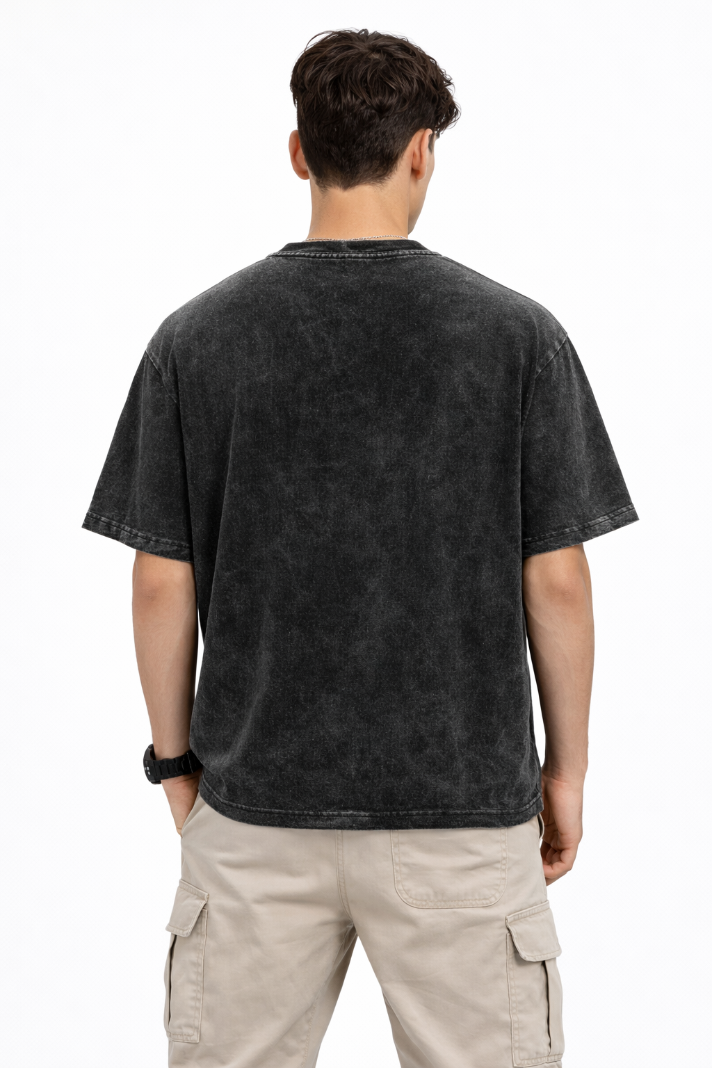 Men’s Acid Wash Black Oversized T-Shirt – Premium Cotton
