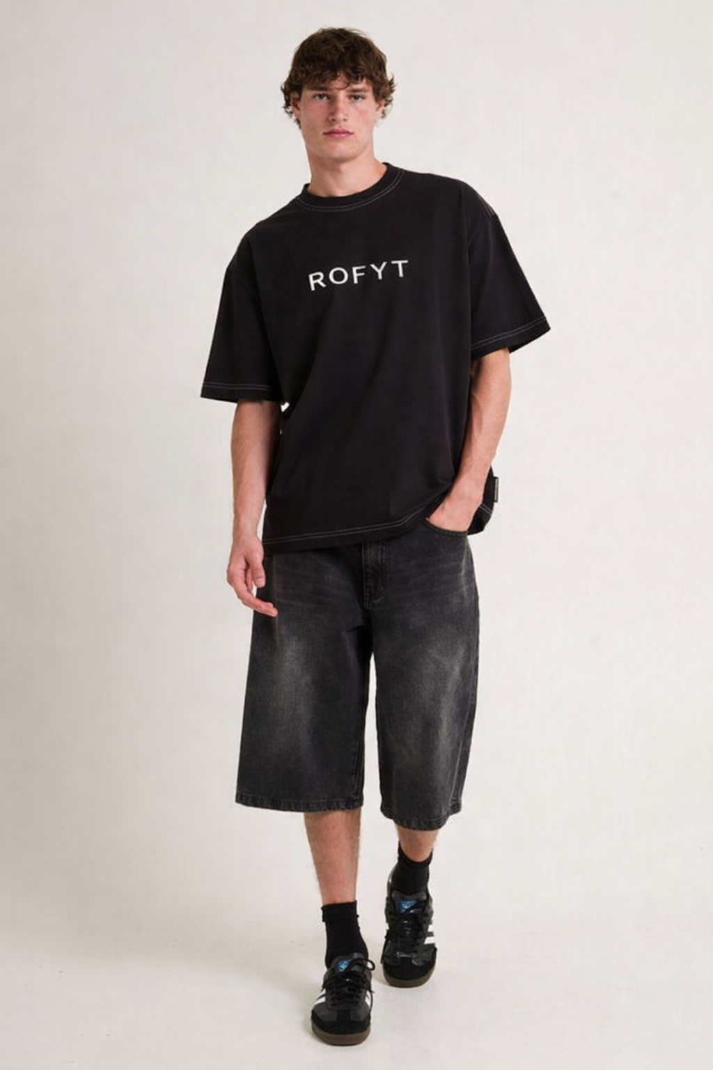 ROFYT Wear Black Oversized Cotton T-Shirt for Men
