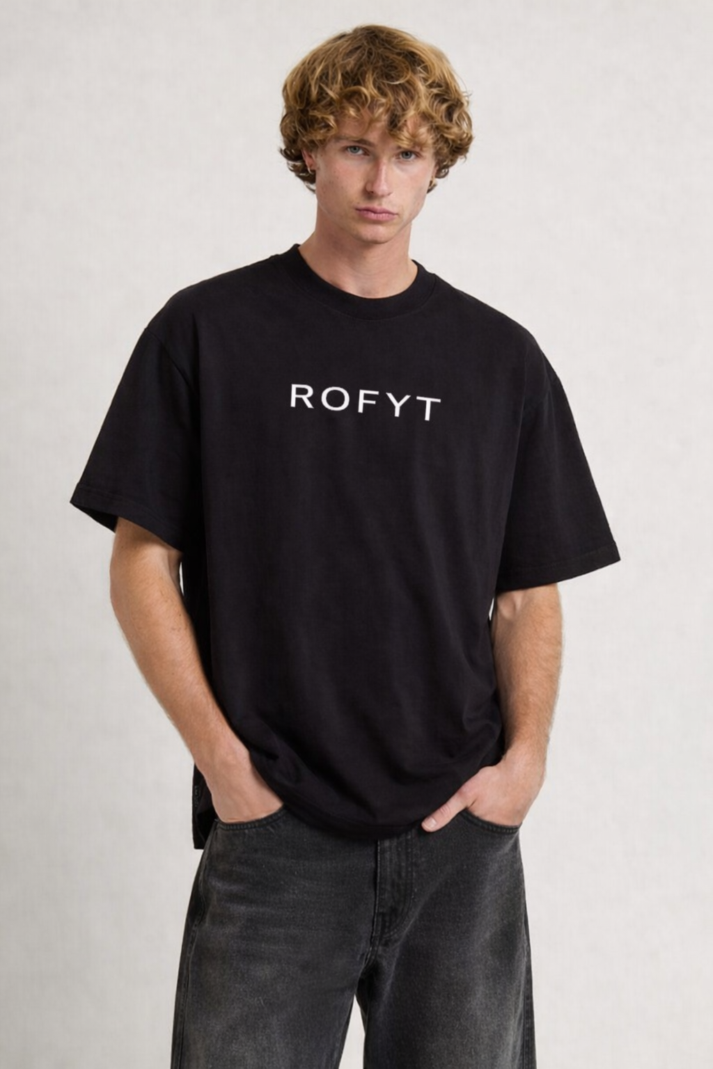 ROFYT Wear Black Oversized Cotton T-Shirt for Men