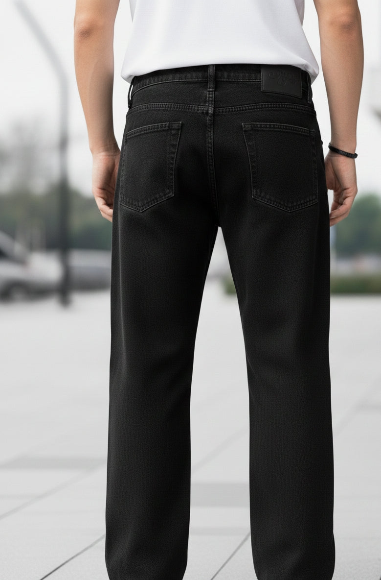 ROFYT Wear Black Loose Fit Cotton Pants for Men